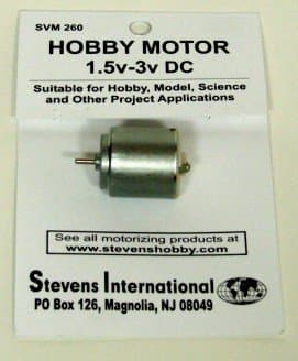 Stevens International 1.5 to 3v DC Small Electric Motor (Round Can) (for Slower RPMs)
