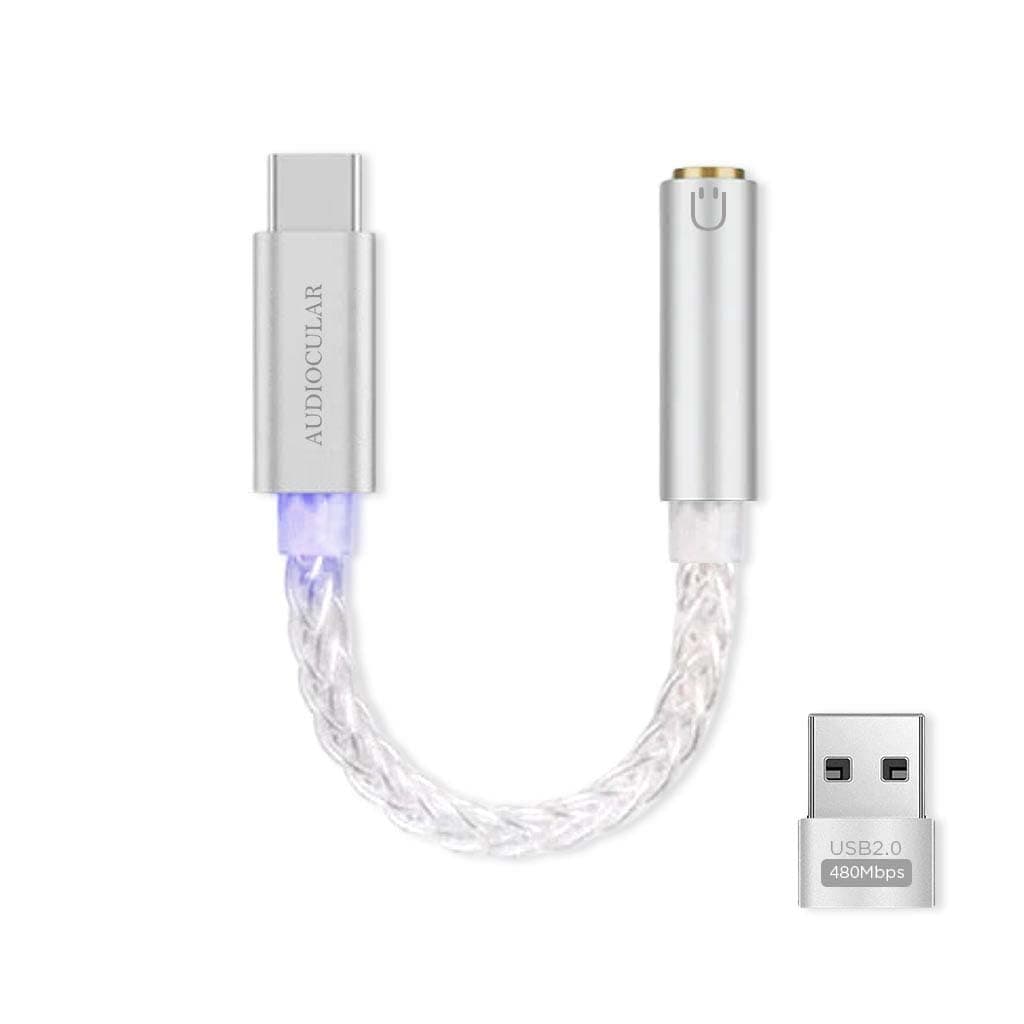 Audiocular Type C to 3.5mm Headphone DAC & Amp Adapter Dongle, CS46L41 DAC Chip Audio Jack Converter, Up to 32bit/384kHz, Connector Compatible with Samsung S24/S23/S22/ Oneplus.