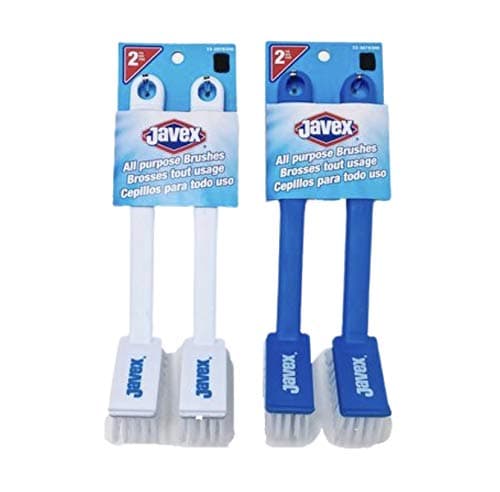 JAVEXAll Purpose Scrub Brush for Cleaning, Blue & White, Lot of 2 sets of brushes