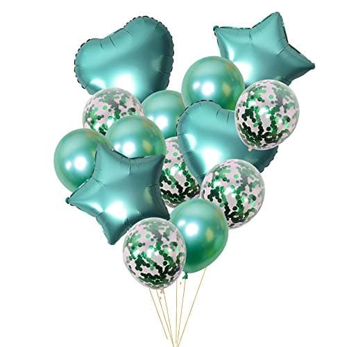 Green Confetti Latex Balloons Set Metallic Foil Balloon Birthday Party Decoration 14pcs/pack