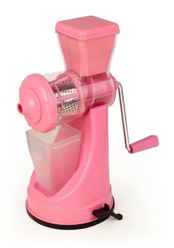 Manual Citrus Fruit Juicer Hand Crank Home Fruit Squeezer Healthy Natural Orange Juice Maker (Pink)