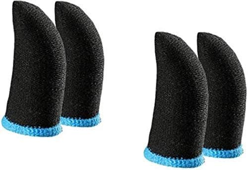 Eastbound Finger Sleeve Cap for Mobile pubg/Call Off Duty/Free fire Game Trigger Battle Royal Sensitive Shoot and aim Supports & Suitable for All Types Android/iOS (Pack of 4) - Black, Blue