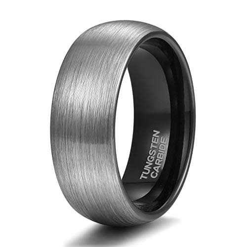 TRUMIUM Tungsten Rings for Men 8mm Dome Brushed Black Wedding Band Size 12.5