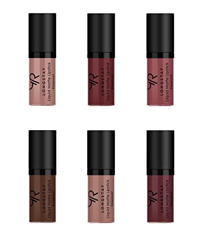 GR Cosmetics Mini Liquid Matte Lipstick Set of 6, Long Lasting Coverage - Neutral Dark Colors