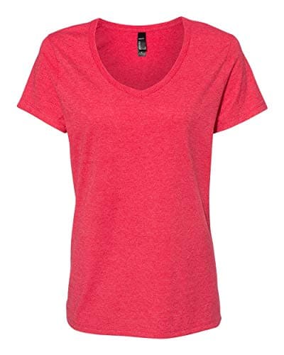 4.5 Oz. 100 Ringspun Cotton Nano-T V-Neck T-Shirt (S04V) Heather Red, S