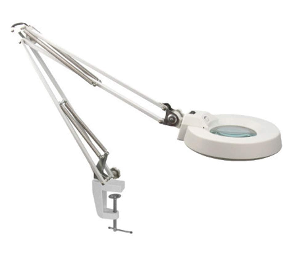 Gsaknc10X Desk Diopter Lagnifier 22W Clip-on Magnifying Glass Lamp Lighted Illuminated Optical Magnifier Folding Stand for PCB Inspection,White