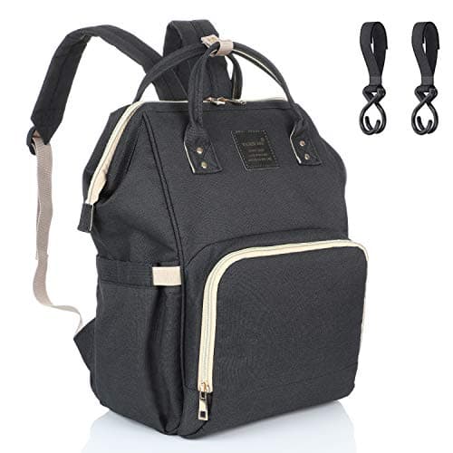 Diaper Backpack Multi-Function Waterproof Travel Baby Nappy Bag Large Capacity Stylish Durable Diaper Bag with Stroller Straps for Mom, Dad, Baby Care (Black)