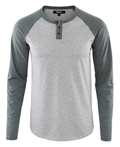 EstepobaMen's Casual Vintage Short/Long Raglan Sleeve Active Sports Baseball Henley Jersey Shirts