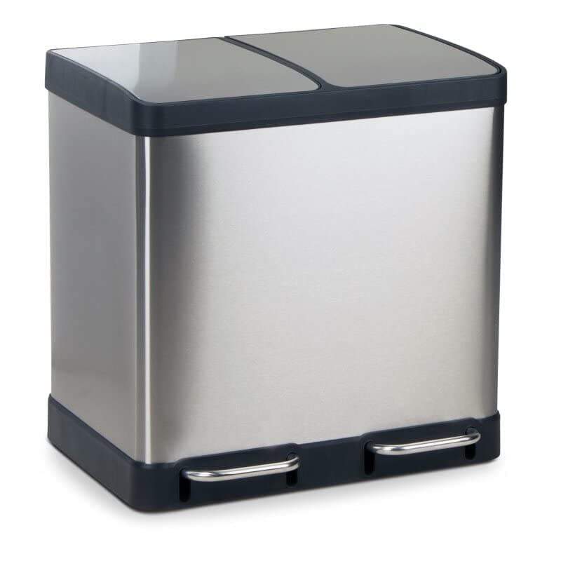 ambico Waste Bin OSLO of Stainless Steel - Dimensions: 49x39x49 cm - Volume: 2 x 20 L - Perfect for Recycling in your Kitchen - Litter Bin