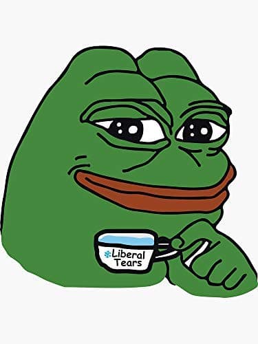 Pepe The Frog Memes Drinking Liberal tears Cup and Smile on Green Kekistan Sticker - Sticker Graphic - Waterproof - Fade Resistant Die Cut