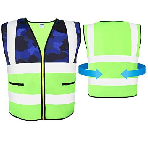 AKFLY Reflective Vest with Pockets Zipper for Women Men Running Cycling Jogging Walking Motorcycling and Yellow High Visibility Class 2 Safety Vest for Working (Large)