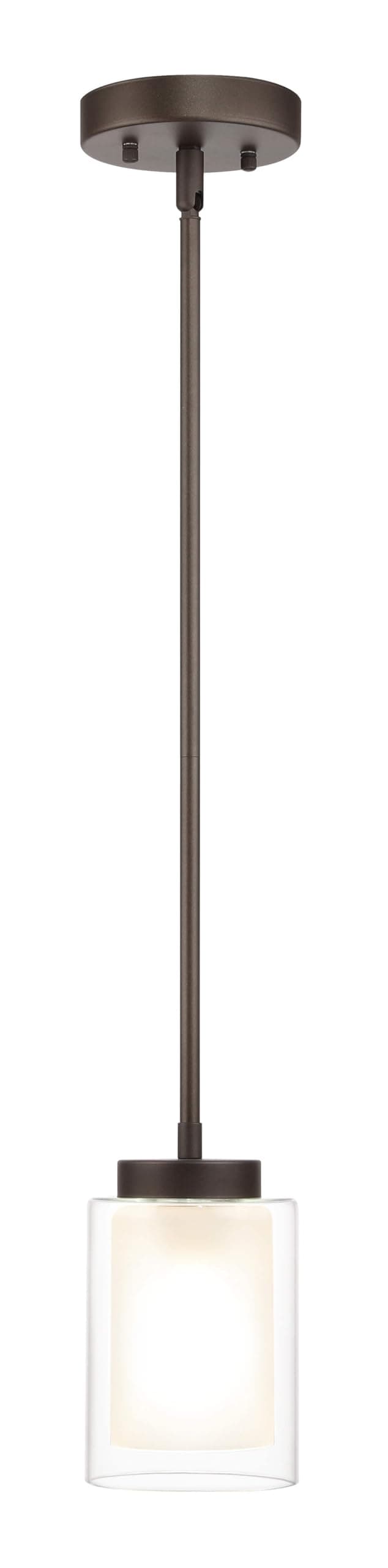 Pendant Lighting Modern 1 Light Mini Pendant Light with Dual Glass in Dark Bronze, Adjustable Hanging Ceiling Light for Kitchen & Living Room XB-P1195-DB
