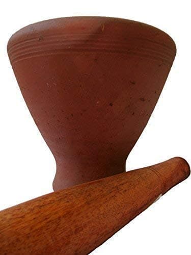 XL Laos Mortar of Clay - with Pestle wooden