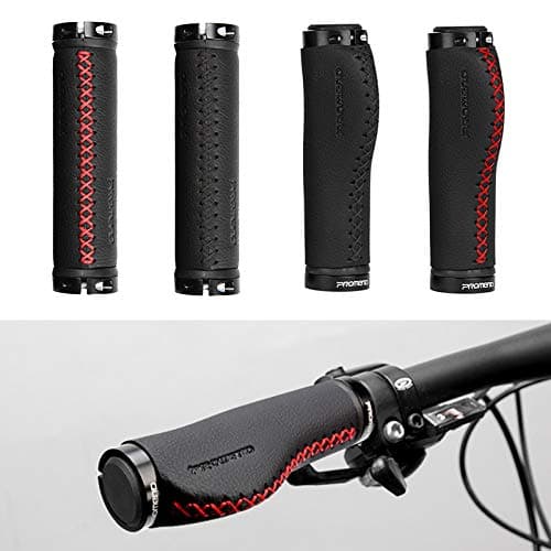 ShopSquare64 PROMEND Bike Bicycle Leather Handle Handlebar Grips Ergonomic Hand Sewing Cycling MTB Road Bike Hand