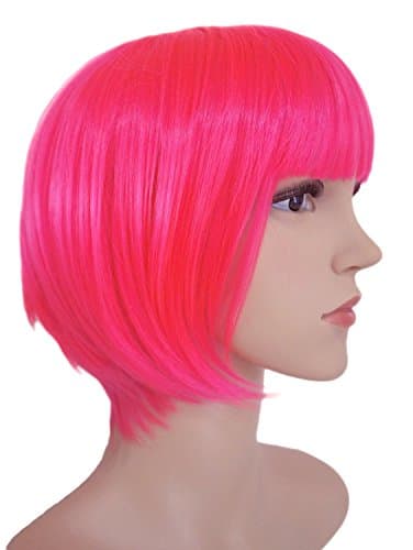 Another Me Wig Women Soft Short Bob Wig 11.5 Inches Heat Resistant Fiber Neat Bangs Fashion Party Cosplay Accessories