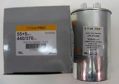 Room Air Conditioner Replacement Parts TitanPro TRCFD555 HVAC Round Dual Motor Run Capacitor. 55/5 MFD/UF440/370 Volts