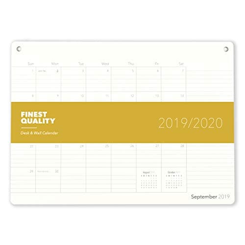 Elegant Desk Calendar · 18 Months · 2019-2020 · 17.8" x 13" · Wall Calendar · Desk Pad Monthly Planner (Ruled)