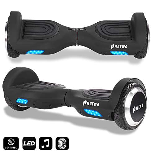 Bluetooth Hoverboard with LED Light,Self Balancing Hover Board,Two Wheel Self Balance Scooter,UL Certified(Samsung Powerful Battery) with Free Sport Bag (Black-65A)