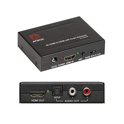 4K HDMI Audio Extractor, AVBOX Ultra HD 4K HDMI to HDMI + Audio(Spdif + RCA Stereo) Extractor Converter Supports ARC Premium Quality