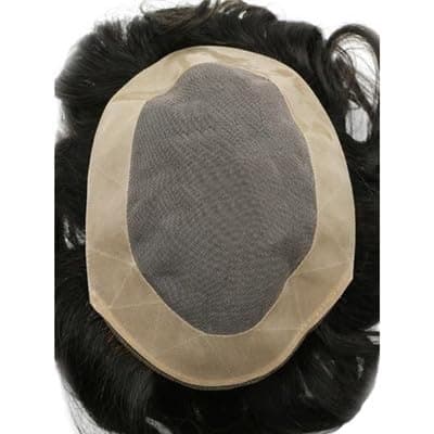 Men's Wig Hairpiece for men fine mono with pu coated all around perimeter