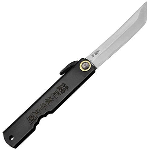 Higonokami Folding Knife – White Paper Steel Sword Shaped Blade 100mm Black