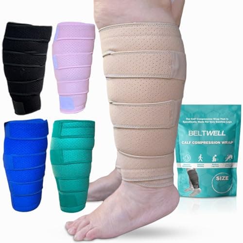 Beltwell® Adjustable Calf Compression Wrap for Swelling, Lymphedema, Edema, Lipedema & Poor Circulation – Leg Support for Travel, Daily Use & Pain Relief – Unisex, Easy to Wear