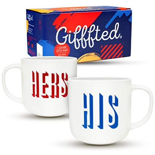 Triple Gifffted His and Hers Coffee Mugs Set, Gifts For Couple, Parents, Mr and Mrs, Christmas presents, Couple Mugs, 380 ML Mug, Gift Set