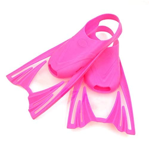 JBFZDS Flippers, Swimming Snorkeling Rubber Short Fins, Training Diving Fins, Children Swimming Silicone Fins Swimming Equipment (Color : Pink, Size : M)