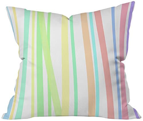 Deny Designs Lisa Argyropoulos Pastel Rainbow Stripes Throw Pillow, 18 x 18