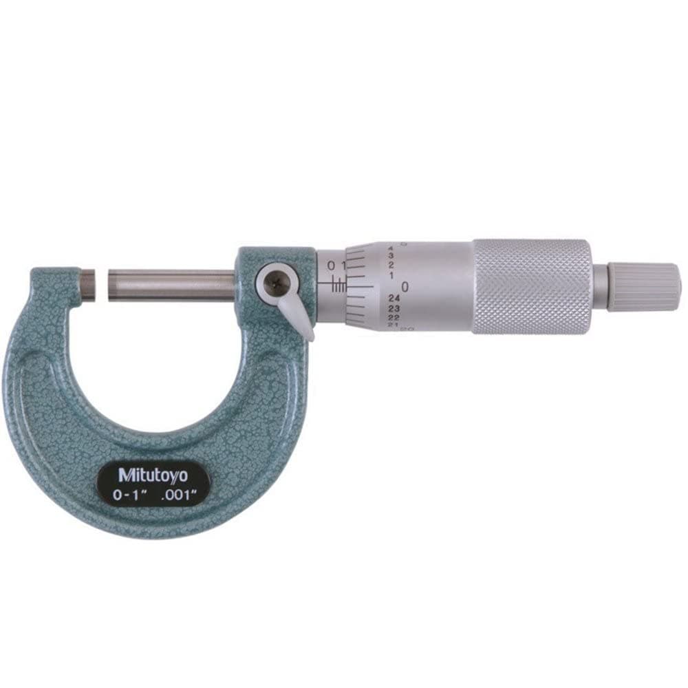 Mitutoyo 103-177 Outside Micrometer, Baked-Enamel Finish, Ratchet Stop, 0-1" Range, 0.001" Graduation, +/-0.0001" Accuracy