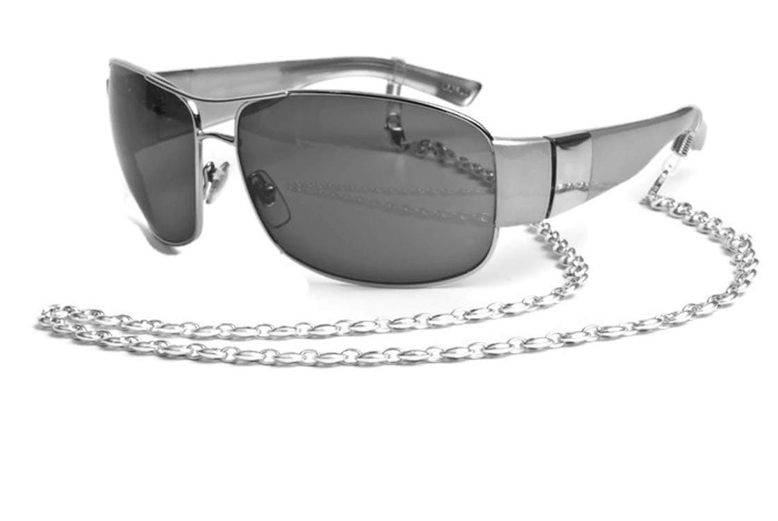 Eyeglass Chain Silver Eyeglass Holder, Elegant Sunglasses Eye wear Retainer - Inspired Gucci Puff Silver Chain Glasses for Women and Men – 925 Silver with Clear Grips