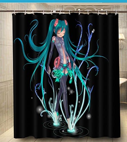 Super Custom 090 Room Anime Lovely Music Girl Hatsune Miku 150X180Cm Polyester Shower Curtain Waterproof Home Bathroom Curtains