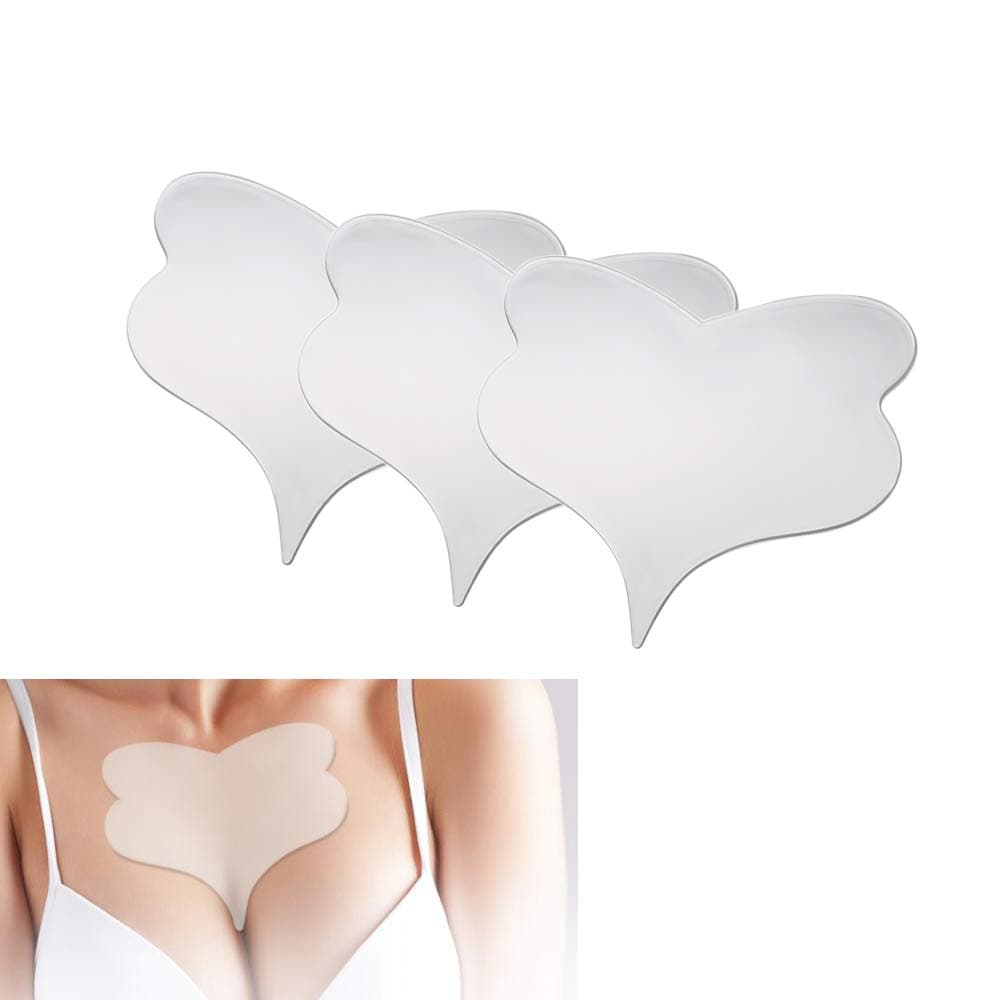 HSDCK 3 Pcs Anti Wrinkle Chest Pads Reusable Silicone Pad for Wrinkle Prevention Lightweight and Safe, Adhesive Derma Patch for Day Or Overnight Wear