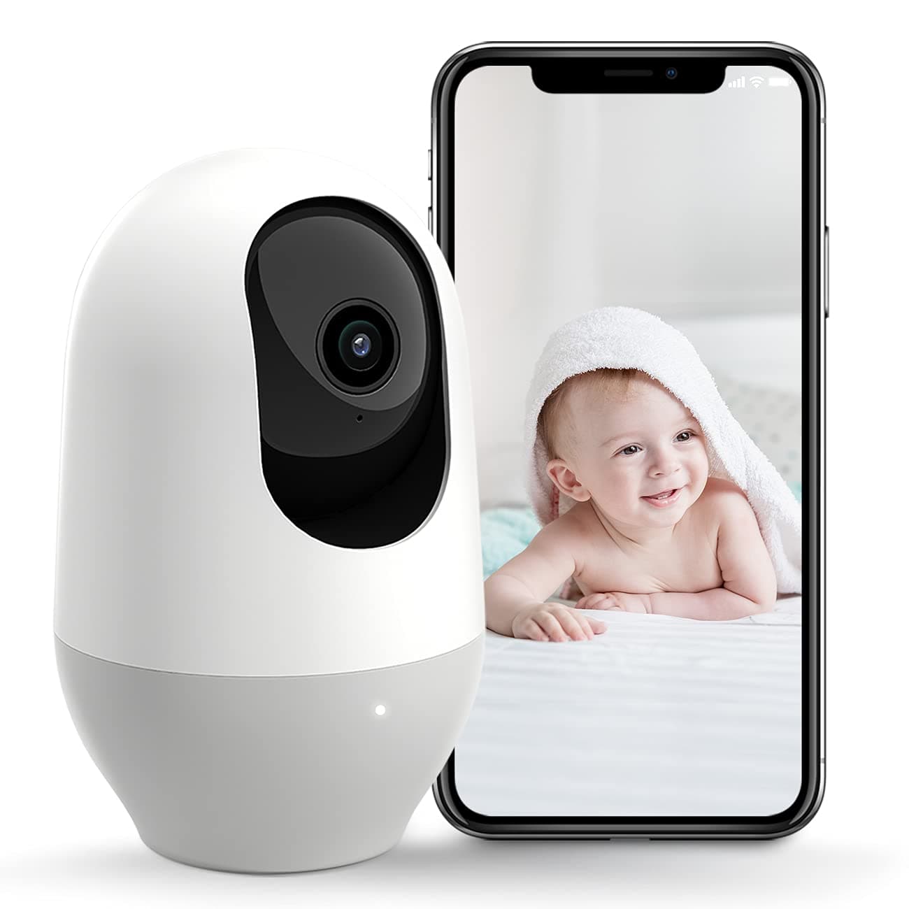 nooie Baby Monitor, WiFi Pet Camera Indoor, 360-degree Wireless IP Camera, 2K Home Security Camera, Motion Tracking, Super IR Night Vision, Works with Alexa, Two-Way Audio, Motion & Sound Detection