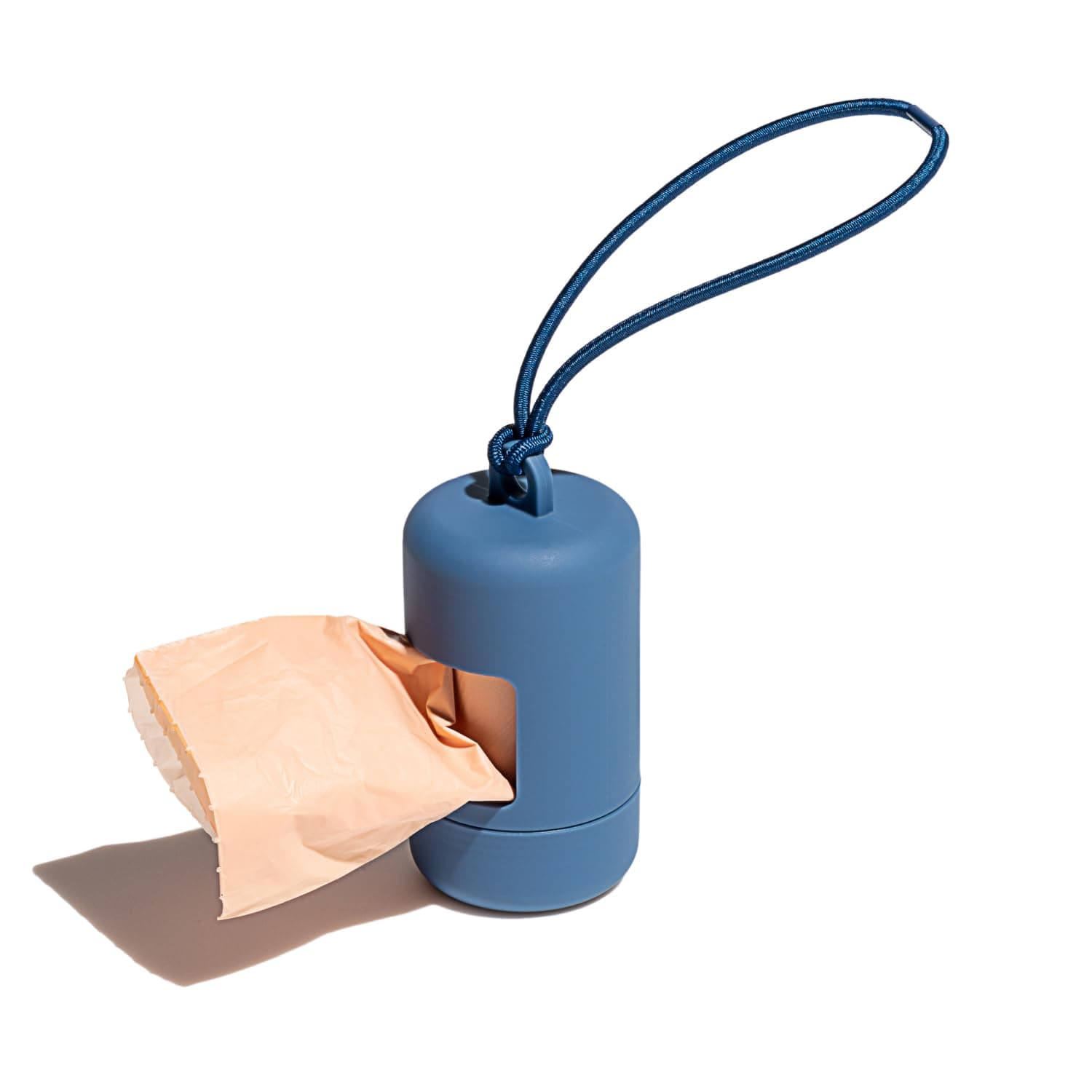 Wild One Poop Bag Holder and Dispenser for Dogs with Leash Attachment, Leak Proof, Easy Twist Top for Refills, Includes 1 Roll, Navy Blue