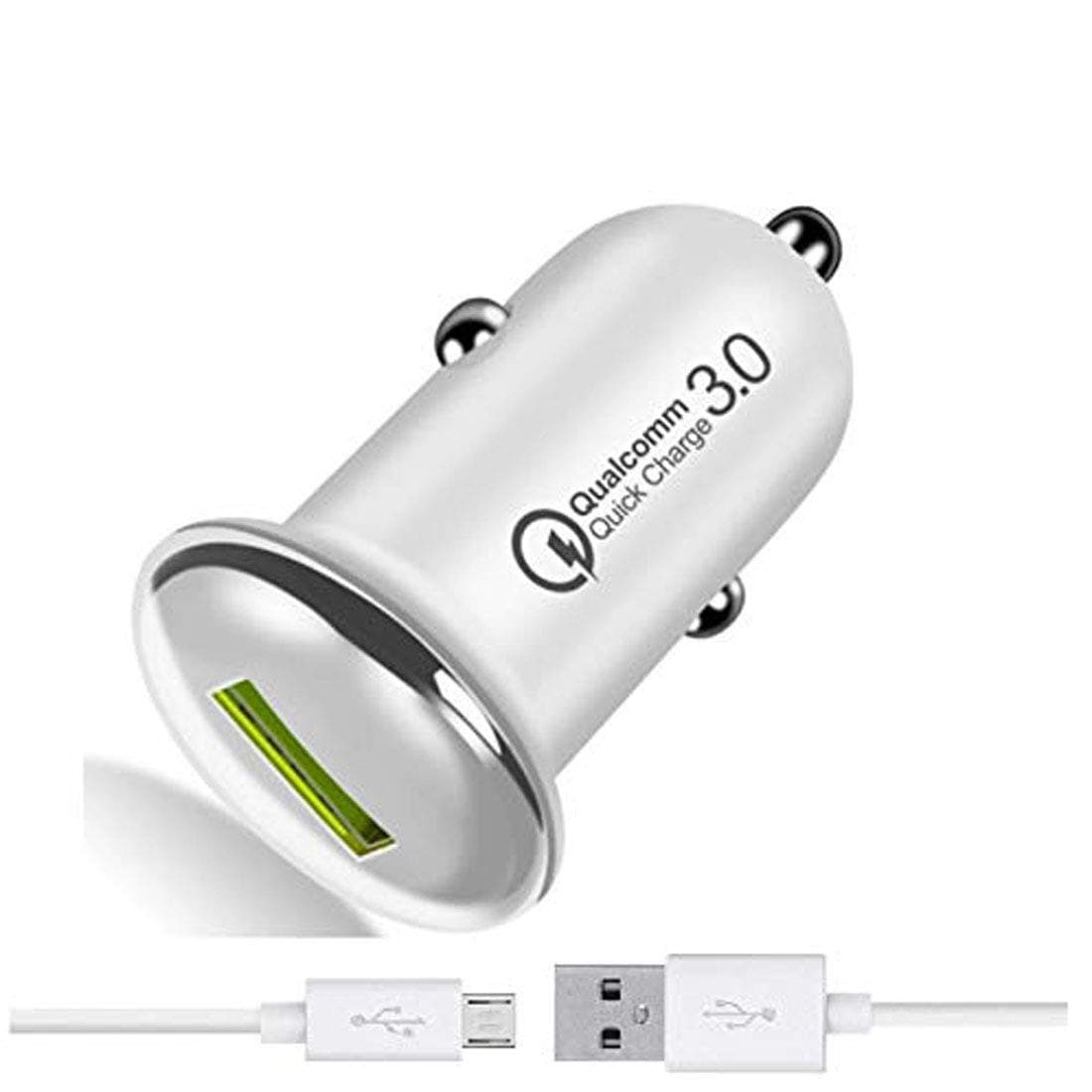 3.1 Amp Fast Car Charger for BlackBerry Curve 8520 Charger Original QC Car Charger Adapter | High Speed Rapid Fast Turbo QC 3.0 Android & Tablets Car Mobile Charger With Micro USB Charging Cable Z J1: (3.1 Ampere, QC White)