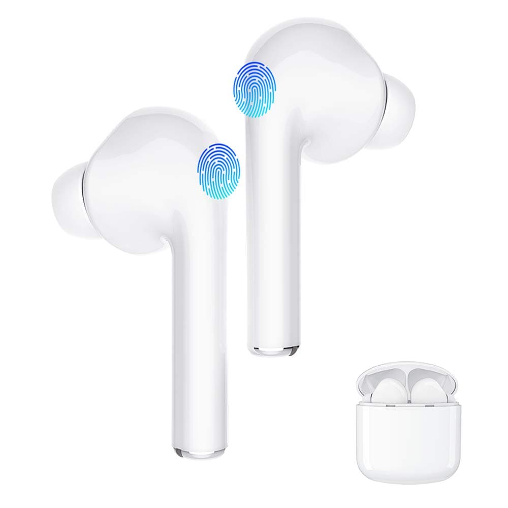 ZBC True Wireless Earbuds Bluetooth V5.0 Headphones Waterproof in-Ear Earphones Noise Cancelling HD Stereo Sweatproof Headsets Smart Touch for Kids and Adults Sport Running Driving Workout Gym