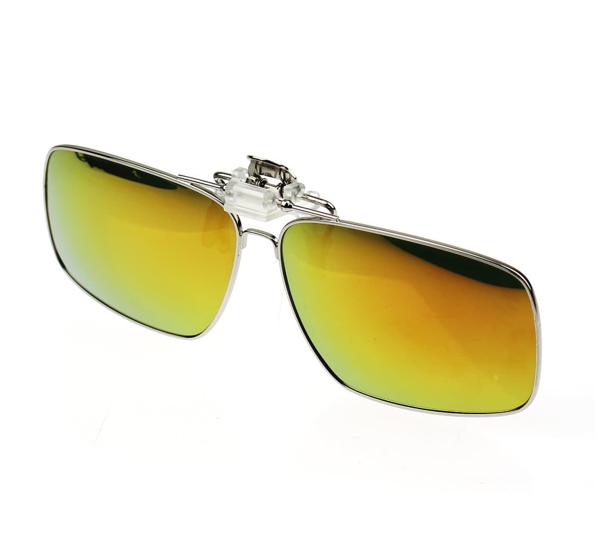 Jaky Mens&Womens Retro Polarized Clip on Flip up Plastic Sunglasses Metal Clip Driving Fishing Traveling Protection UV400,UVA,UVB(Red Lens)