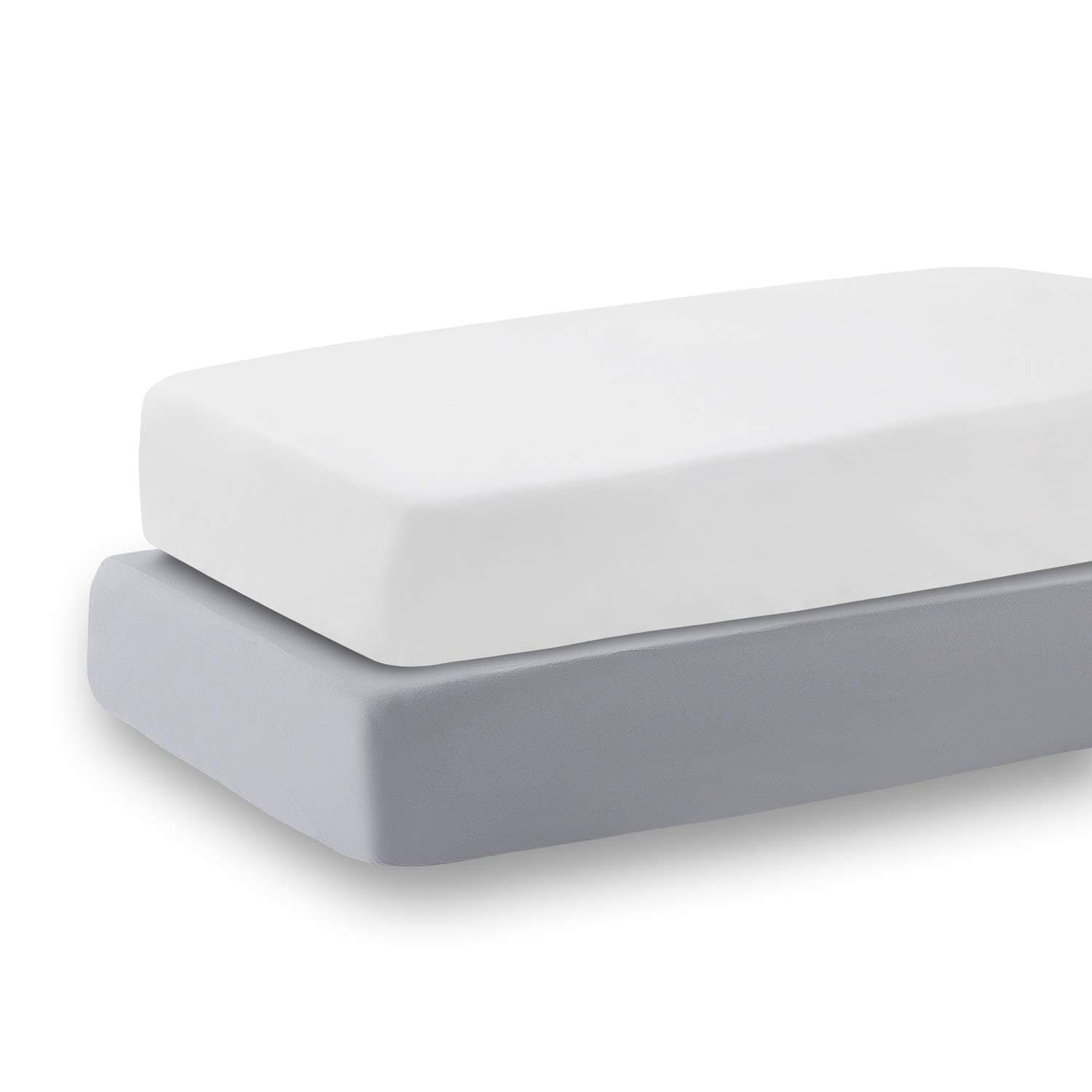 Baby Boy Crib Sheets, 2 Pack Crib Sheets Set White & Grey, Baby Sheets for Crib & Toddler Mattresses, Made of Silky Soft Microfiber, Size 52 x 28 inches with 8 Inch Pocket for Snug Fit