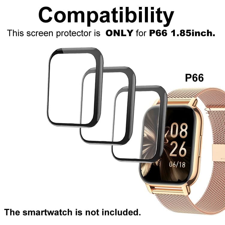 3D Screen Protector Compatible with Popglory NiUFFiT Nacid P66 1.85 inches Smartwatch