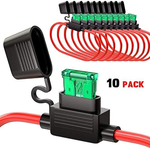 DILISS 10Pack in-line Fuse Holder Car Add-a-Circuit Fuse TAP Adapter 14AWG ATC/ATO 30AMP Blade Fuse Automotive Fuse Holder with 10 pcs 30 AMP Fuses