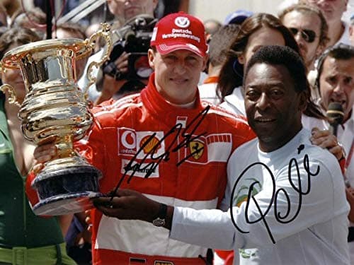 THEPRINTSHOP LIMITED EDITION MICHAEL SCHUMACHER PELE SIGNED PHOTOGRAPH CERT PRINTED AUTOGRAPH