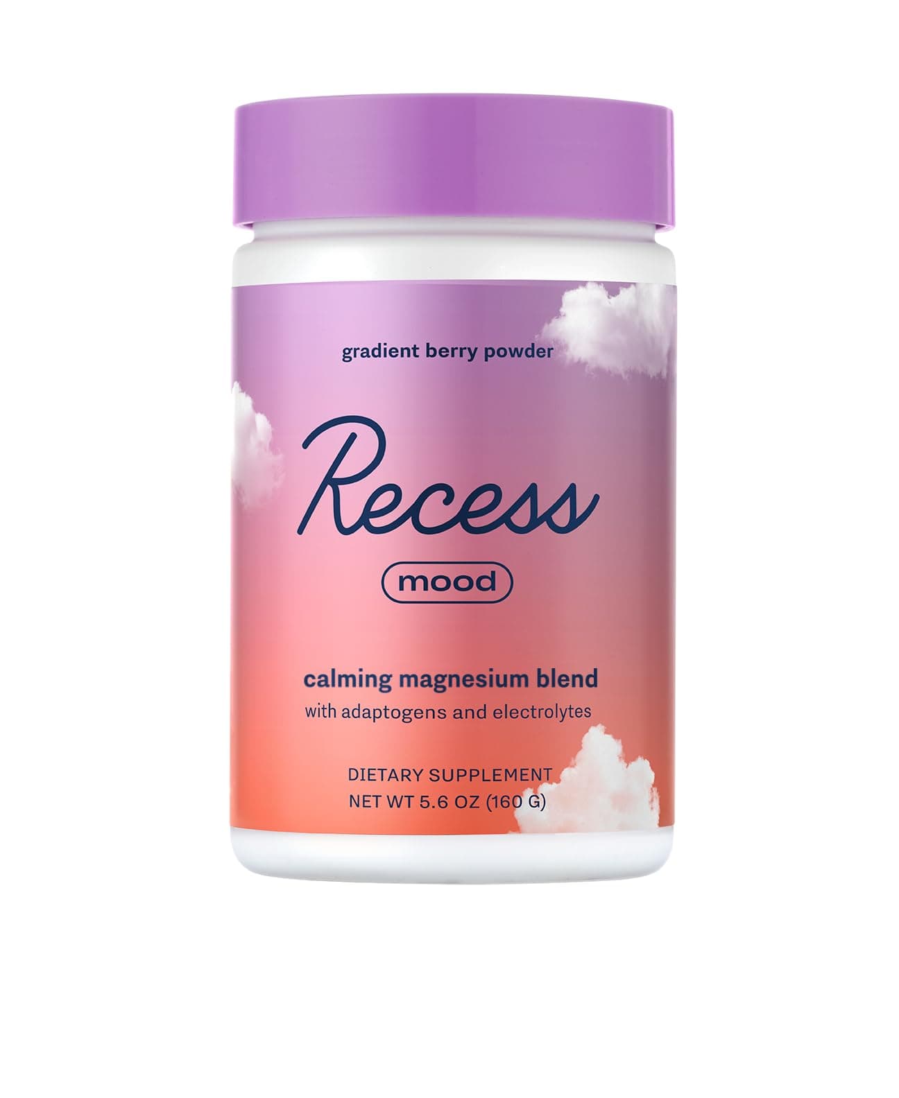 Recess Mood Powder, Magnesium L-Threonate Blend with Passion Flower, L-Theanine, Electrolytes, Magnesium Calm Support Powder Supplement - Gradient Berry 28 Serving Tub