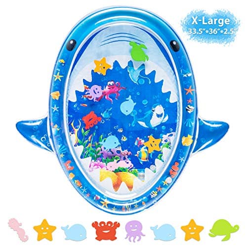 Tummy Time Baby Water Mat, Infant Toys Unique Shark Shape Infant Baby Toys 3 6 9 12 Months&up Toddlers Fun Activity Play Center for Newborn Boys Girls Growth Brain Development ( X-Large 36''33.5'')