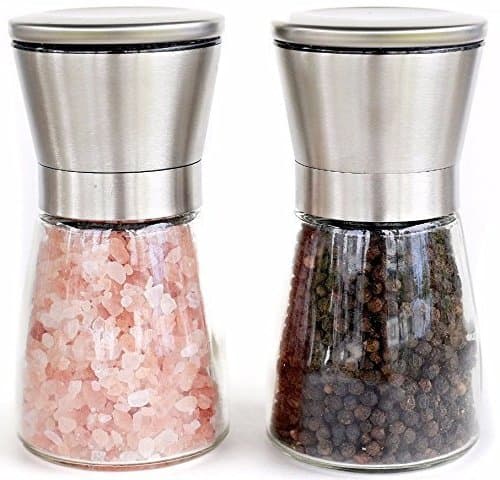 Premium Hourglass Style Salt and Pepper Grinder Set by Simple Kitchen Products