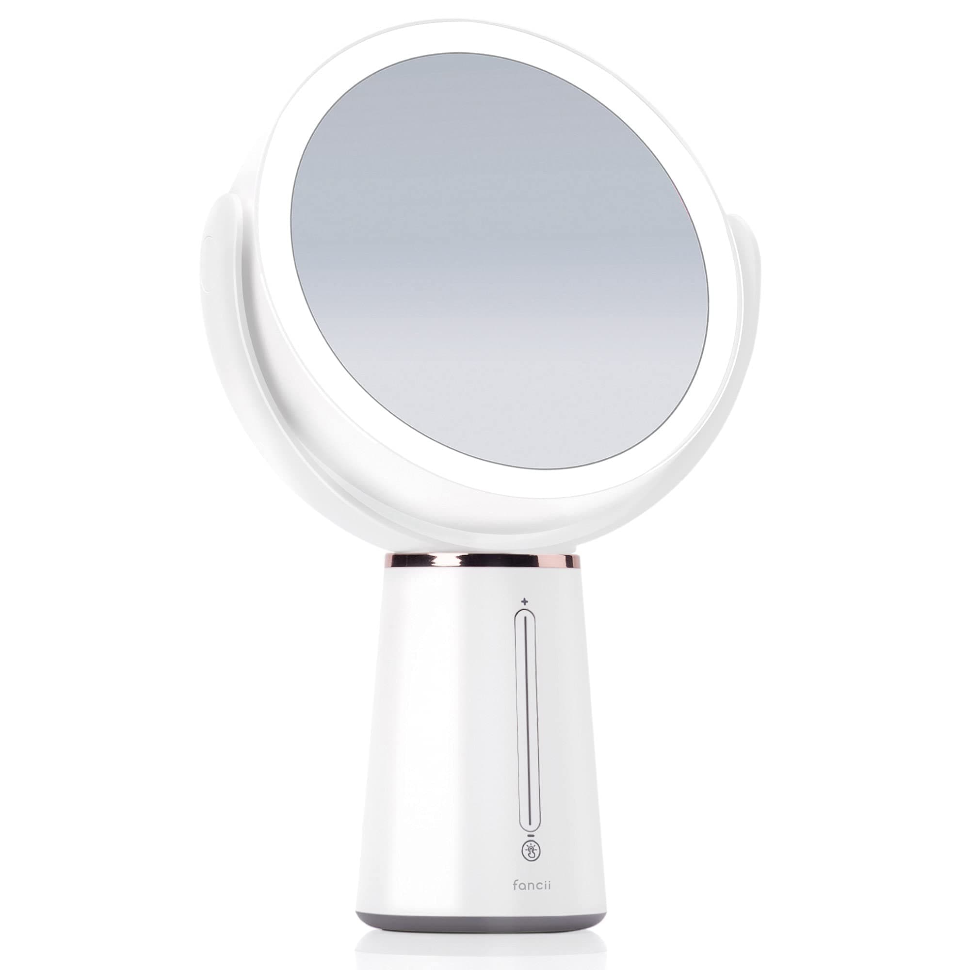 FanciiLED Makeup Mirror with Double-Sided 1x/ 10x Magnification, Rechargeable and Adjustable Brightness, Large Tabletop Magnifying Vanity Mirror (Nova)