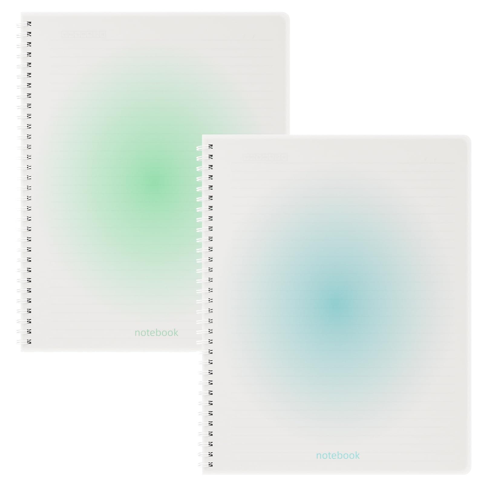 Oucaru Spiral Notebook A4 College Wide Ruled Notebooks 2 Pack 8.5" x 11" Journaling Notebooks 140 Pages 100 GSM Gradient Small Lined Notebooks Waterproof PP Cover for Note Taking for Work School Business Travel