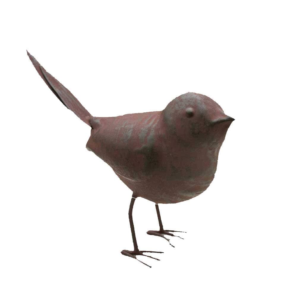 Decorative Small Cute Songbird Song Bird Statue Figurine Home Décor, 5.5" x 4" x 2", Rust/Brown