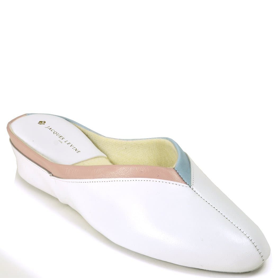 Jacques Levine #4640 Womens Wedge Slipper 5.5M,White Multi