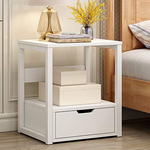 Industrial Double Layer Storage Locker Bedroom Bedside Cabinet Bedroom Table Wood End Table Livingroom Sofa Table Coffee Table with Drawer Space-Saving Storage Cabinet Accent Furniture, 40x35x50cm